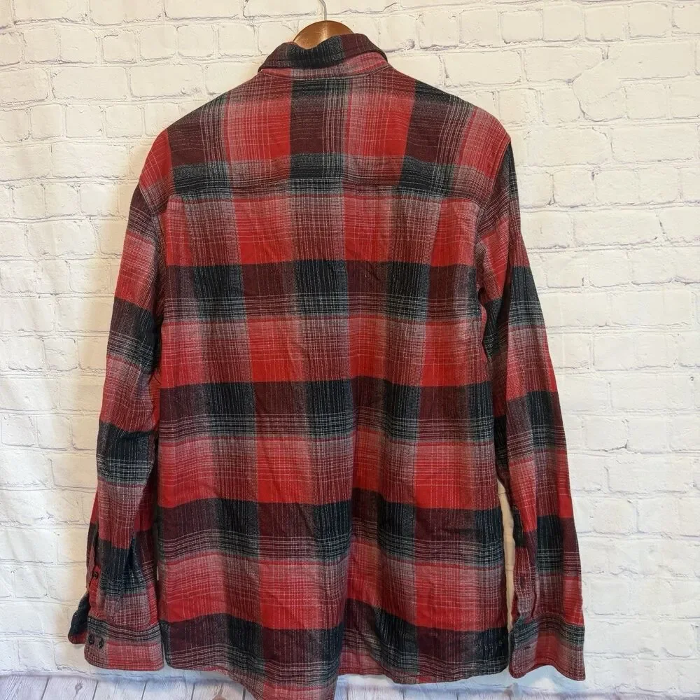 The North Face Arroyo Flannel Shirt Mens Large Red Black Plaid Heavyweight